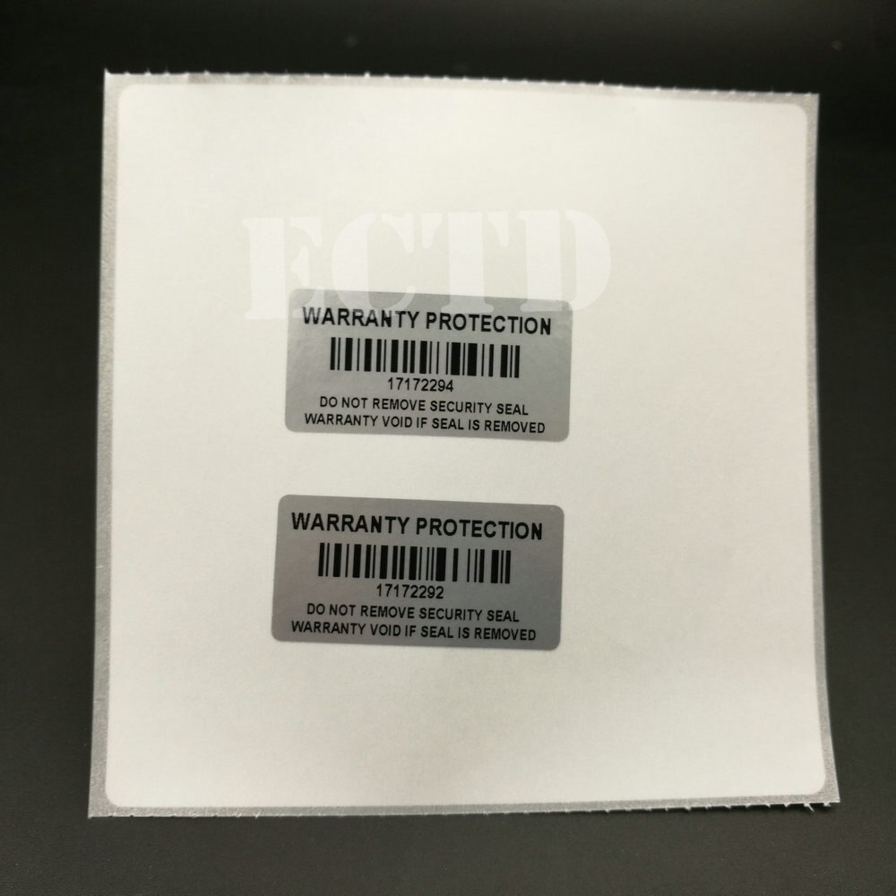 100pcs Silver Warranty Protection void SECURITY SEAL Sticker 40mm x 20mm With Barcode Serial Number