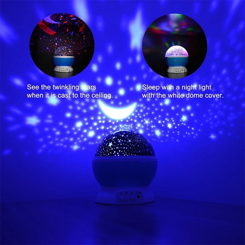 LED Projector Star Moon Night Light Sky Rotating Operated Nightlight Lamp For Children Kids Baby Bedroom Nursery Christmas