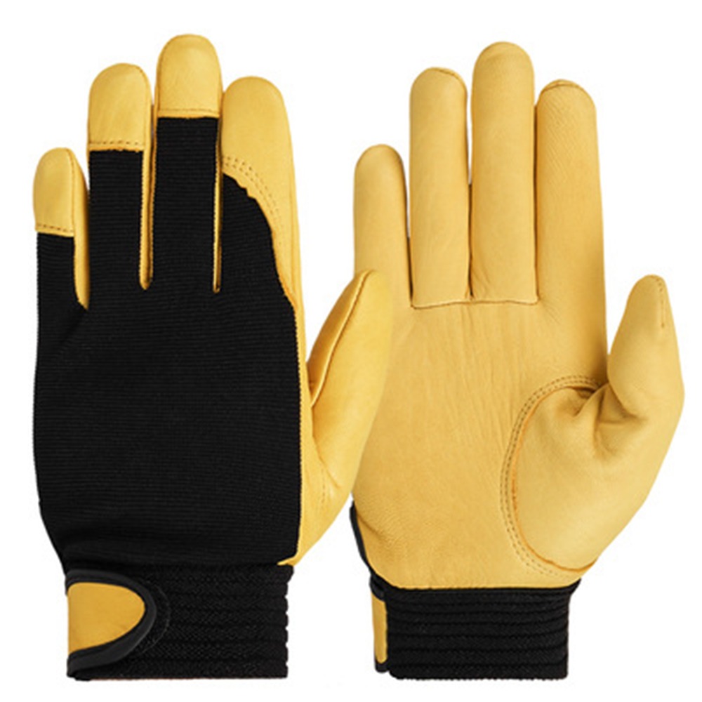 Verdikte werkhandschoenen, slijtvaste, comfortabele leren werkhandschoenen, flexibele grip, beschermende handschoenen, porter site: Zwart / M