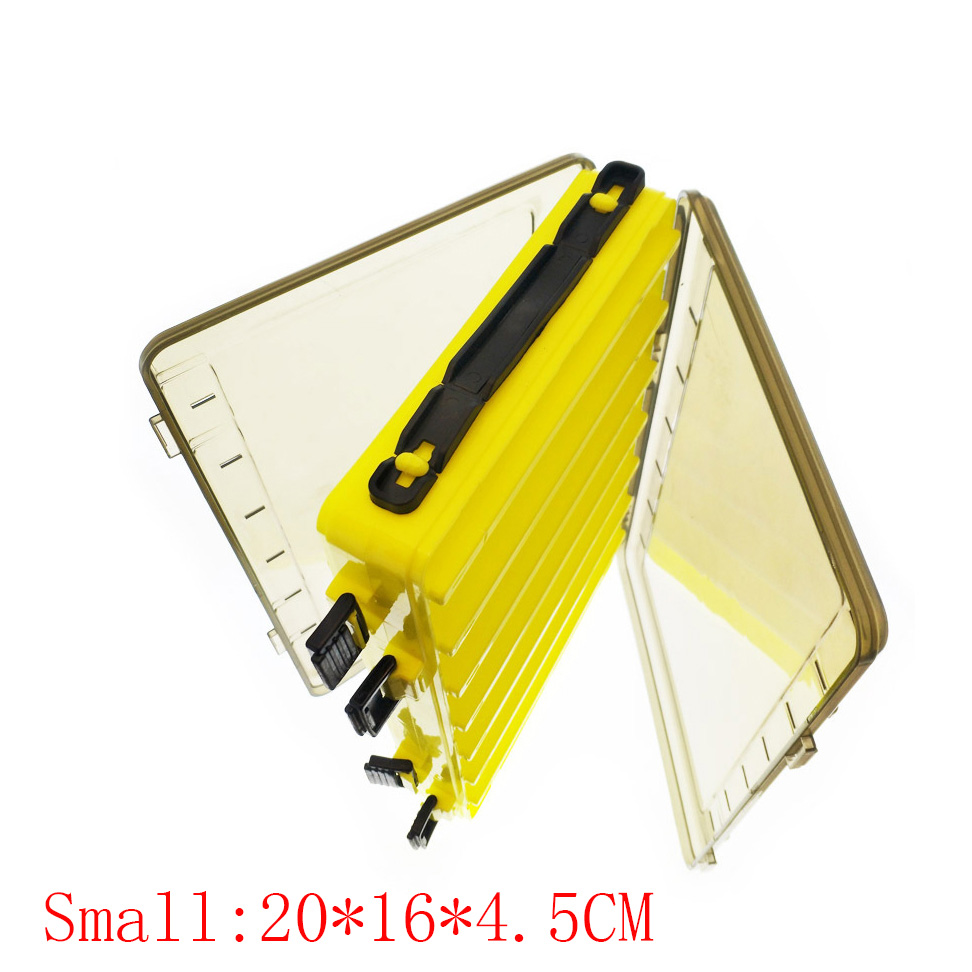Fishing Lure Box Tackle Box Double-decker Sub-bait Box Portable Bait Fishing Gear Storage Box Double Sided Tackle Box: small yellow