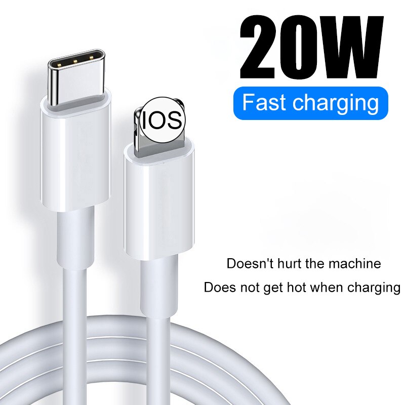 20W PD ricarica rapida USB tipo c tipo-c per cavo Lightning per Apple iPhone 12 11 Pro Max mini X accessori per linea dati di ricarica: 1m