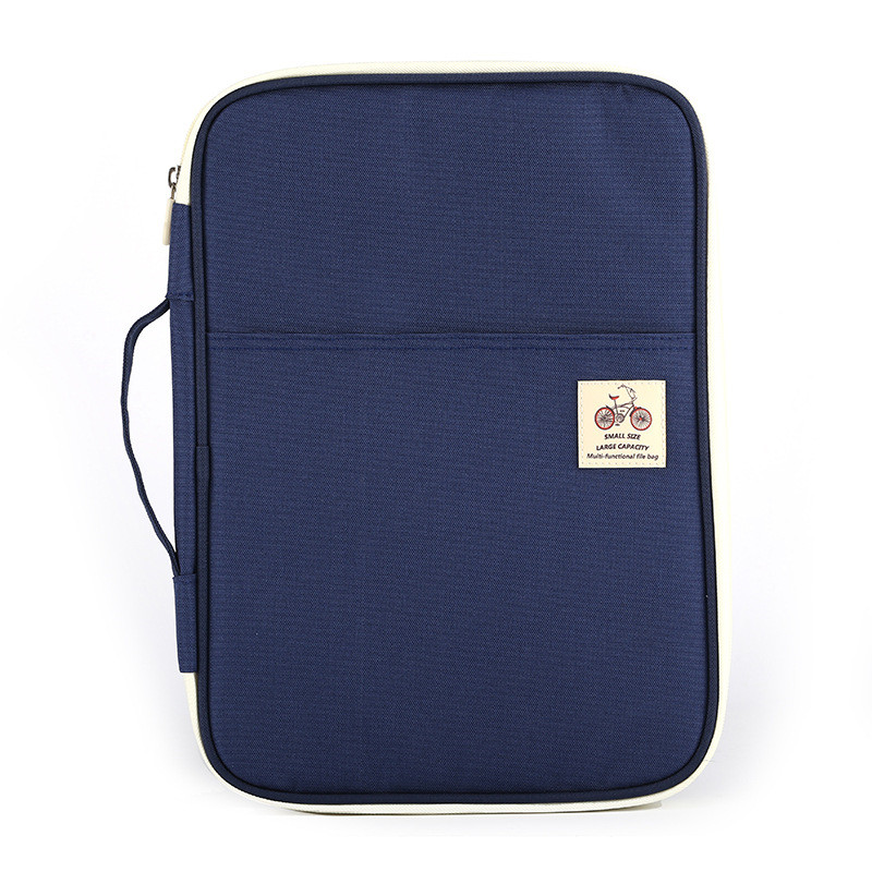 A4 Document maquillage sacs multi-fonctionnel produits de classement Portable sac étanche pour cahiers stylos mallette d'ordinateur voyage: navy blue
