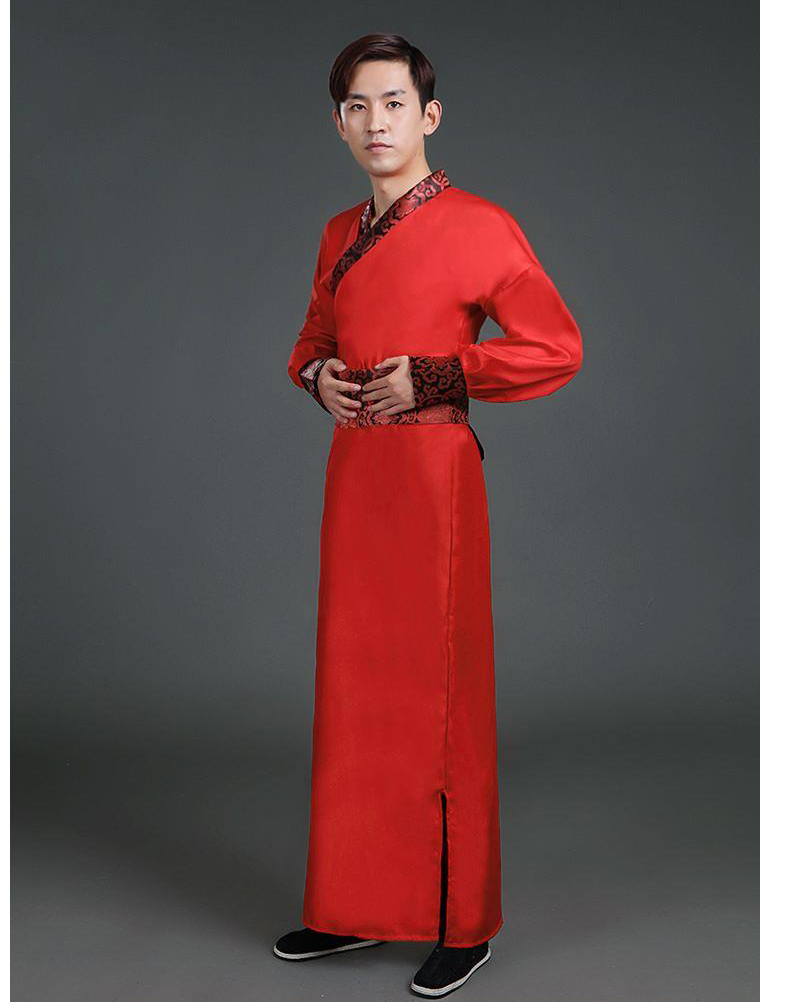 Robe traditionnelle chinoise pour homme, rouge, blanc, noir, costume ancien, rétro, style chinois: Rouge / S(155-160cm)