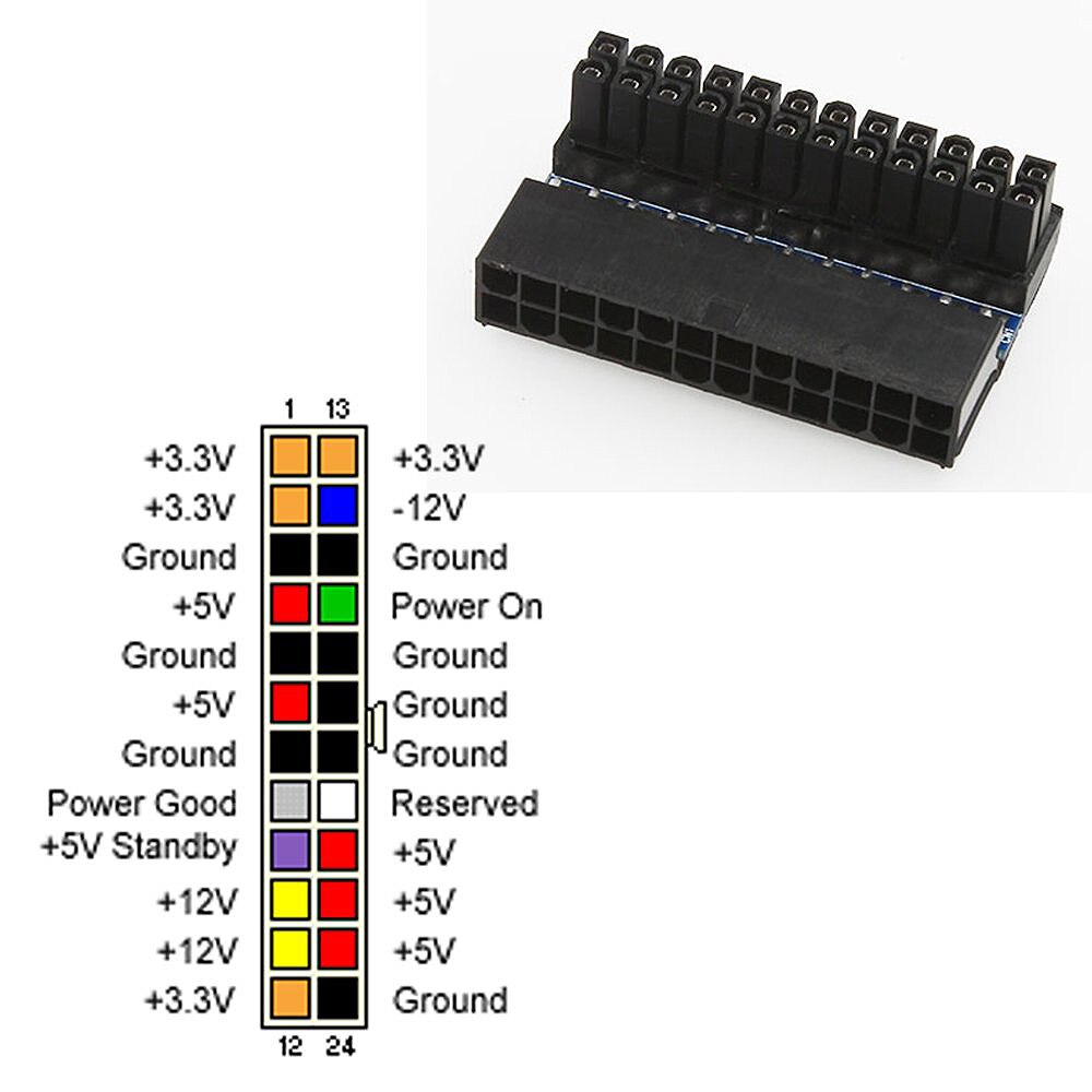 Atx 24 Pin Female Naar 24 Pin Male Haakse Adapter Voor Desktop Pc Voeding