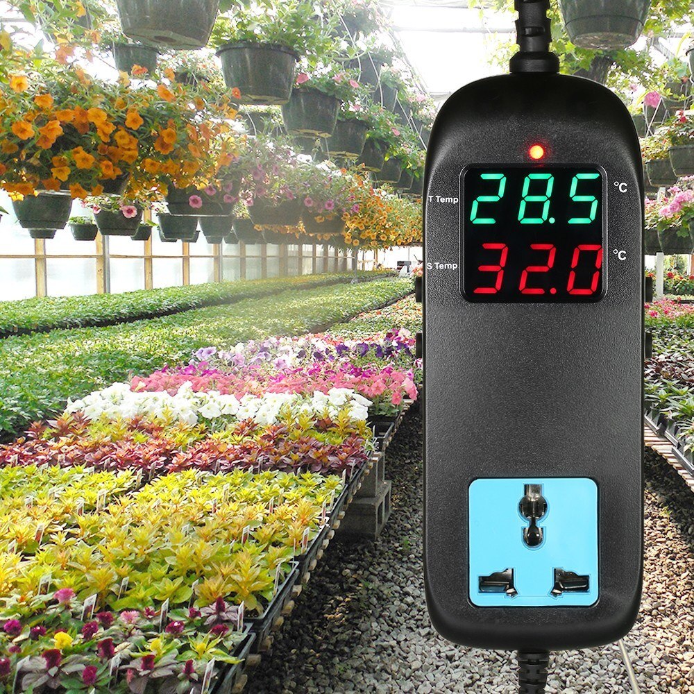 Electronic Thermostat LED Digital Display Breeding Temperature Controller Thermocouple Thermostat with Socket AC 90V～250V