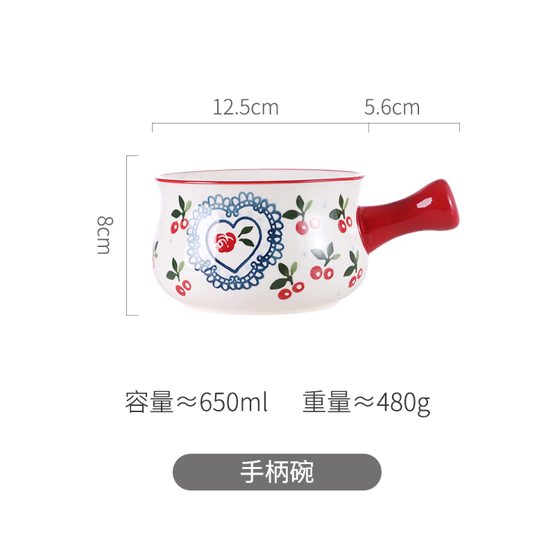 Ceramic Bowl with Handle Glaze Baking Plates French Onion Soup Bowl Roasting Lasagna Pan Round Bakeware: Style O