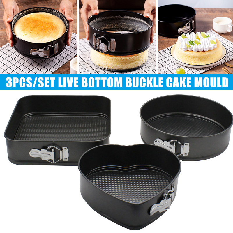 3/1pcs Cake Mold Tray Pans Heart Round Baking Mold Kitchen Carbon Steel Nonstick Baking Pans Reusable Cake Pans Bakingt Tools