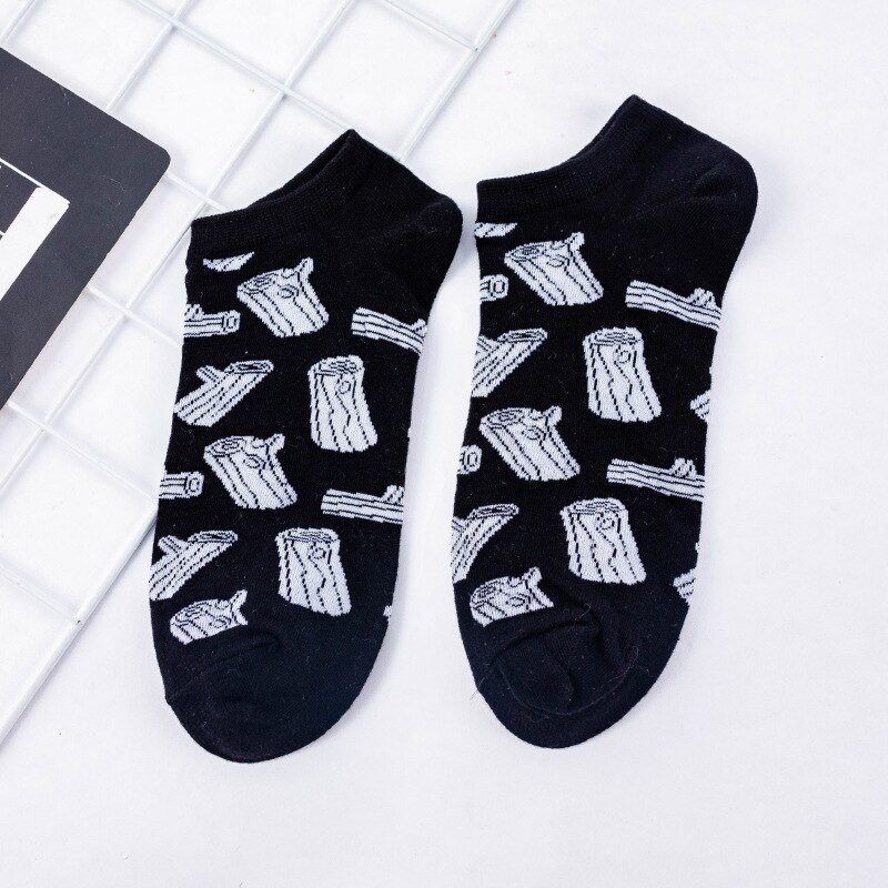 Calze da donna a righe bianche e nere da donna calze estive abbinate a letteratura e calze sottili in cotone artistico donna: 3