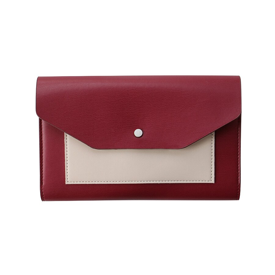 Business notebook cover A6 PU notebook weekly planning time management schedule notebook leather bill paper storage bag: Wine red