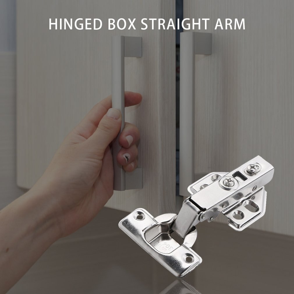 2pcs 304 Stainless Steel 2.0 Fixed Straight Arm Hydraulic Hinge Buffer Damping Cabinet Door Detachable Aircraft Hinge