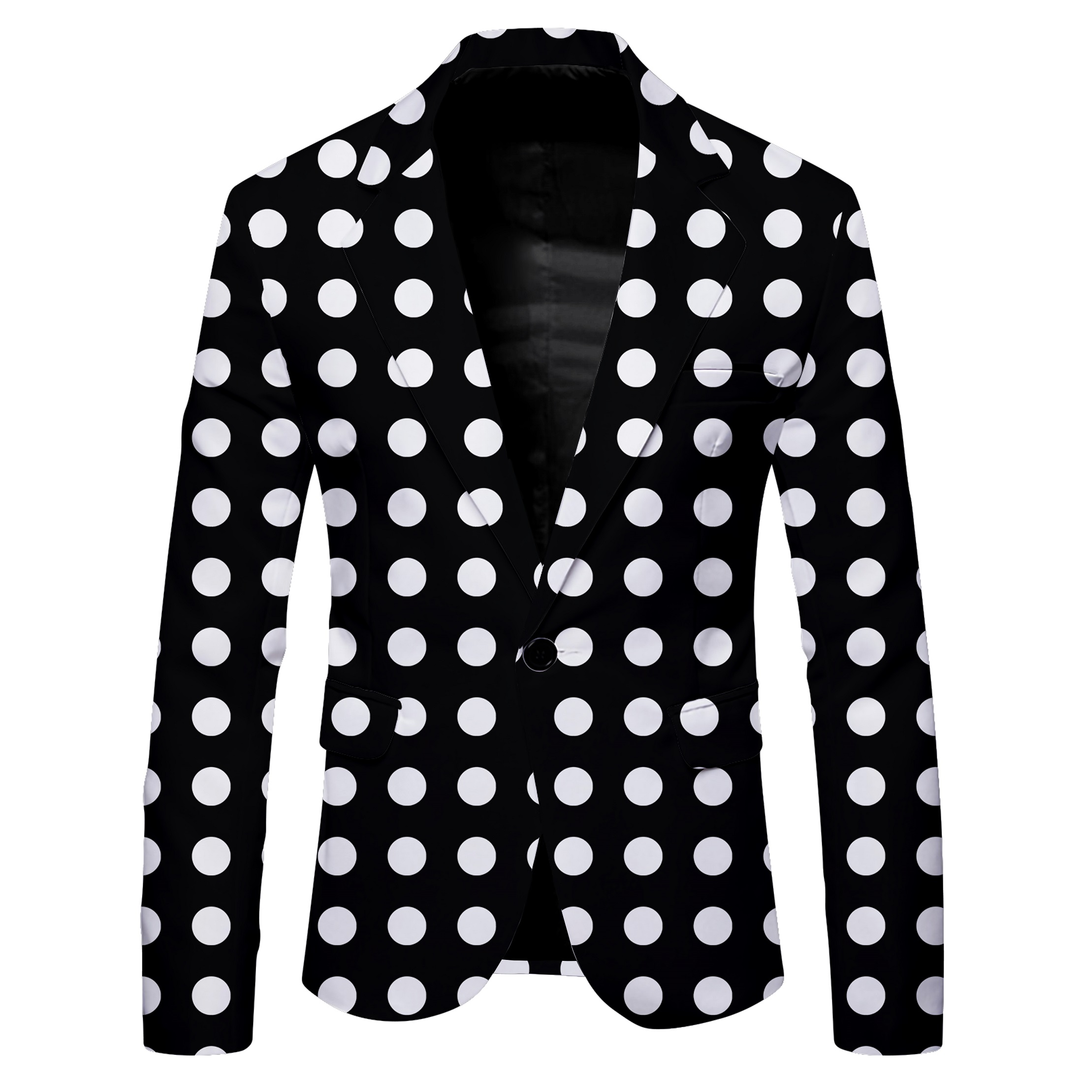 Modieus casual colbert met lange mouwen en grote stippen voor heren, casual outdoor herentops en jacks: XXL