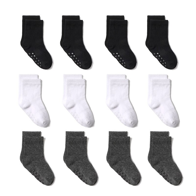 Calcetines antideslizantes con empuñaduras para bebés, niños y niñas, medias de algodón para todas las estaciones, de 0 a 5 años, 6 par/lote, novedad de