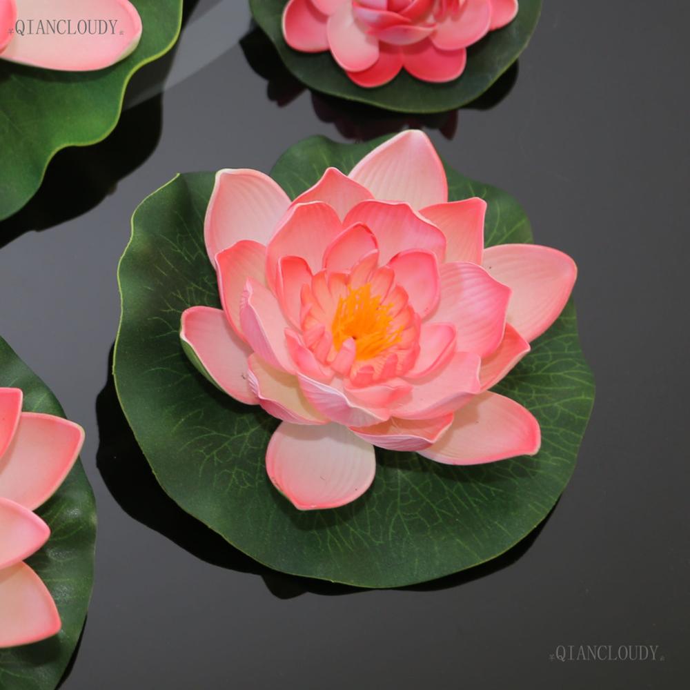 Kunstmatige Roze Lotus Bladeren bloemen Waterlelie Drijvende Zwembad vijver bloemen waterdichte huis tuin Planten Bruiloft decoratie D24