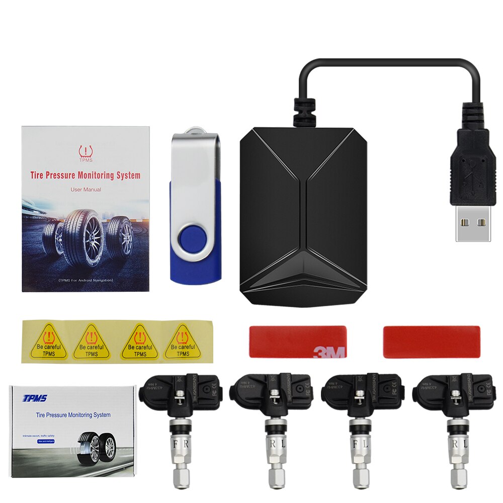 Car Tire Pressure Monitoring System USB TPMS Android with 4 Internal Sensors 5V 116 psi Tyre Alarm System: Internal Sensor