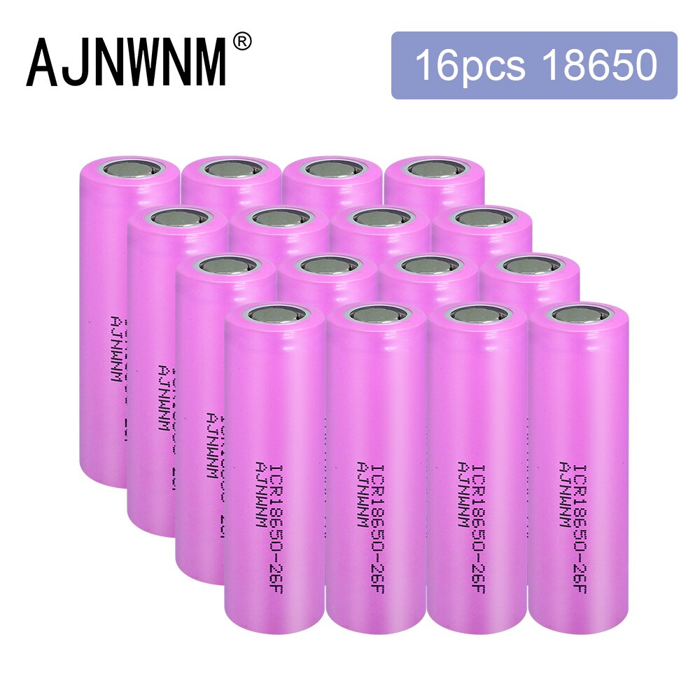 Original 18650 3.7V 2600mAh Li-Ion Batteries Rechargeable Battery ICR18650-26F Safe batteries for Industrial use: 16pcs battery