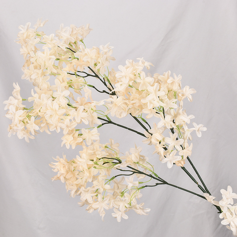 Flor Lila Artificial - Tallo Largo 100cm Flor Seda Flor Cerezo para Decoración Hogar Oficina Hotel Boda Fiesta: Gris