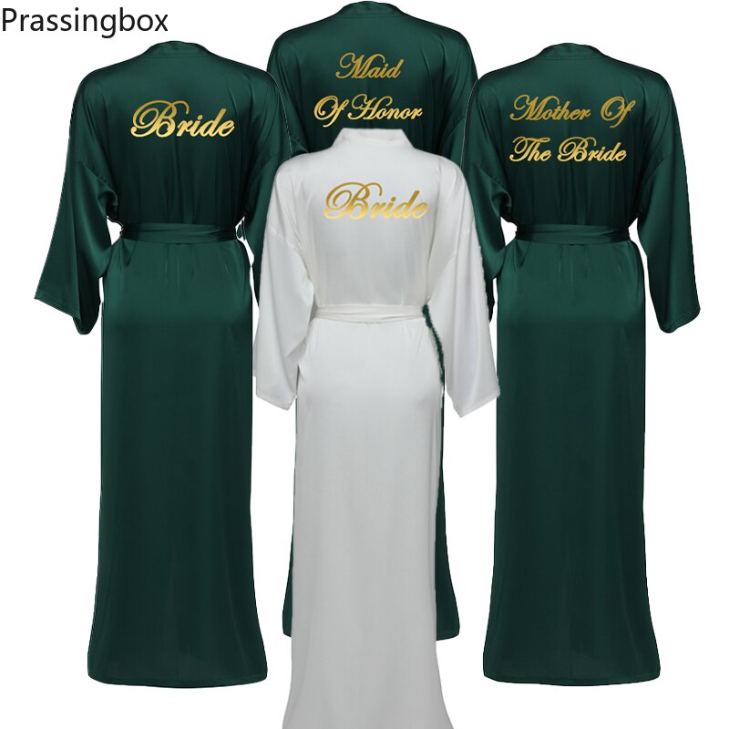 Silk Satin Long Lace Robes Long Sleeve Dark Green Custom Bridesmaid Robes Bride Robe Women Long Wedding Bathrobe and Homewear