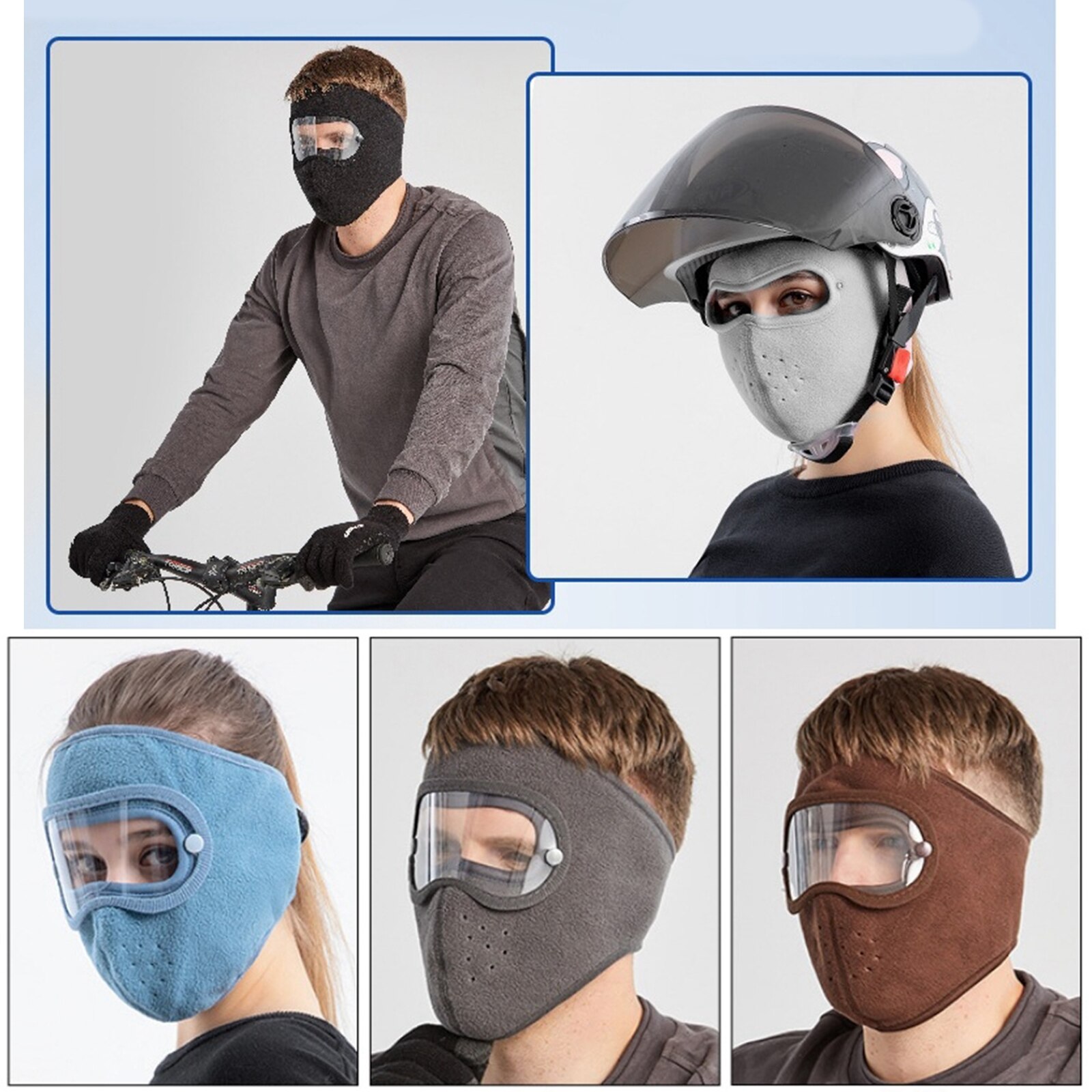 Stofdicht Facial Bescherming Hoofddeksels Winter Warm Met Verwijderbare Winddicht Goggles Mond Schild Voor Fietsen Motorrijden