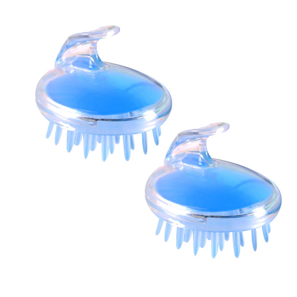 2Pc Siliconen Head Body Massager Shampoo Hoofdhuid Massage Borstel Siliconen Hoofd Shampoo Reiniging Massage Borstel Body Douche Borstel # nd: Blauw