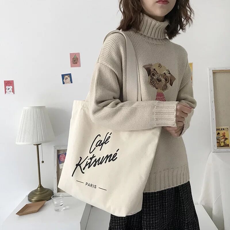 Sac en toile d'épaule pour étudiants shou lin dai Original, japon et corée du sud Chic, d'automne-hiver: Beige     Big