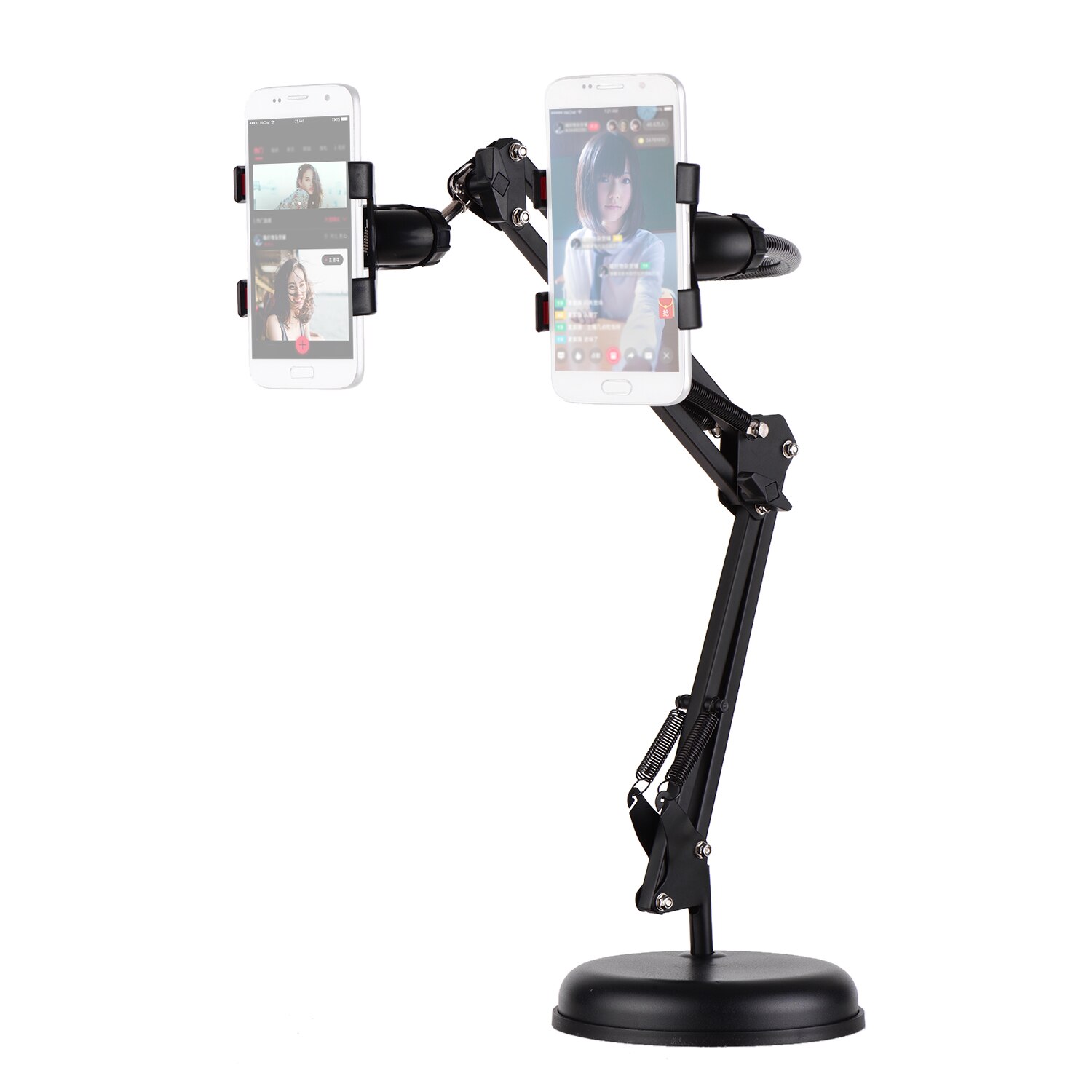 Uitschuifbare Mobiele Telefoon Houder Tafel Stand Lui Beugel 360 ° Draaibaar Met Telefoon Klem Flexibele Scharnierende Arm Voor Smartphone: Black