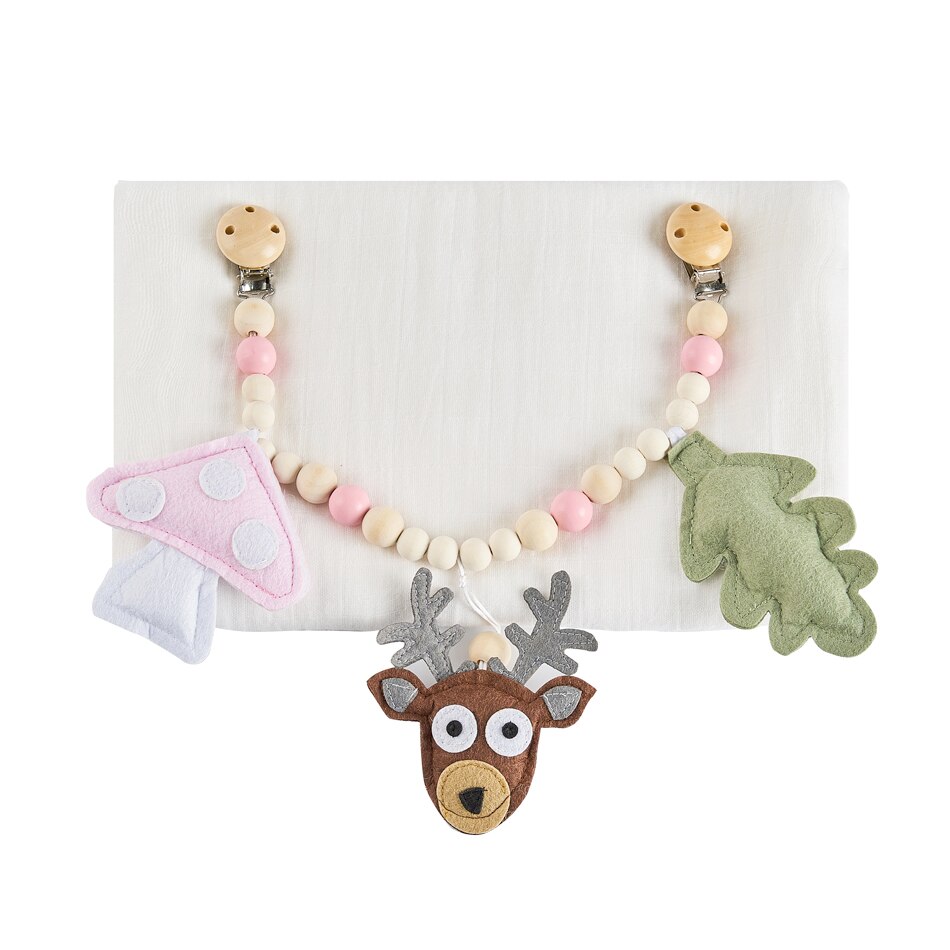 Kangobaby #mitt mjuka liv# söt barnvagn leksak lotusträ bitring med muslin swaddle filt baby armband: Ren