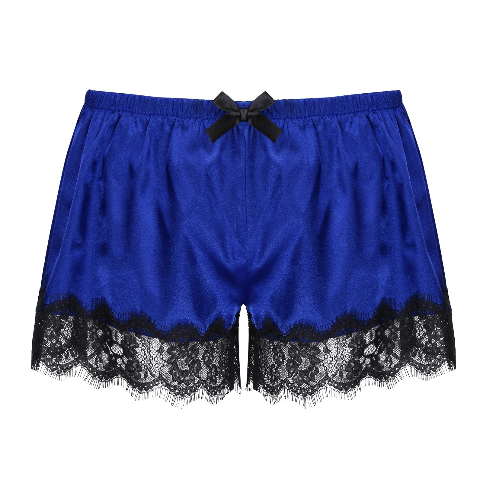 19Momme Pure Silk Men's Crane Print Elastic Waist Sleep Shorts