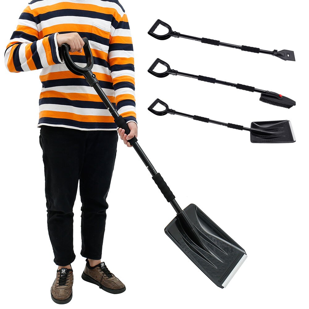 3-in-1 Extendable Snow Shovel Ice Scraper Snow Brush Water Remover For Car Auto SUV Frost Windshield Cleaner Winter Tool