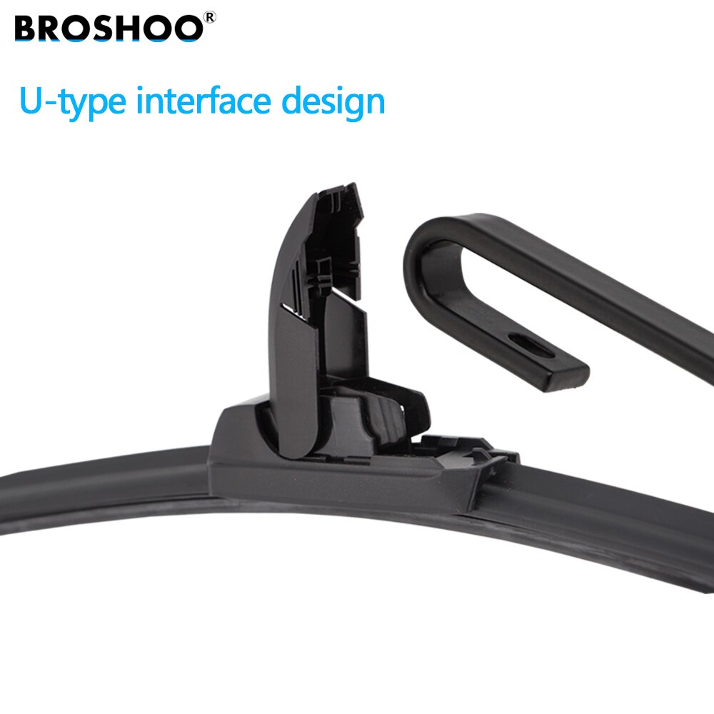 Broshoo Universele U Haak Auto Wisserbladen 14 "16" 17 "18" 19 "20" 21 "22" 24 "26" Natural Rubber Strip Voorruit Voorruit