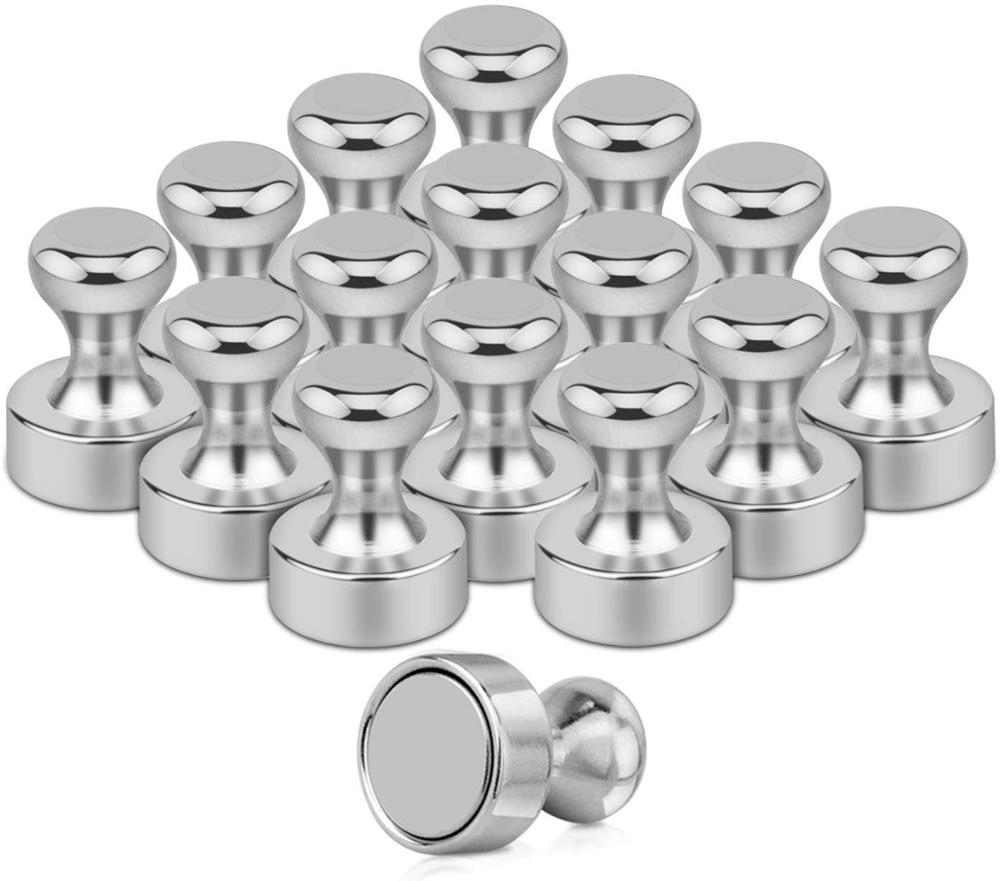 Magnetische Push Pins, Koelkast Magneten, Geborsteld Nikkel Push Pin Magneten Perfect Voor Koelkast Magneten, kantoor Magneten 16 Stuks