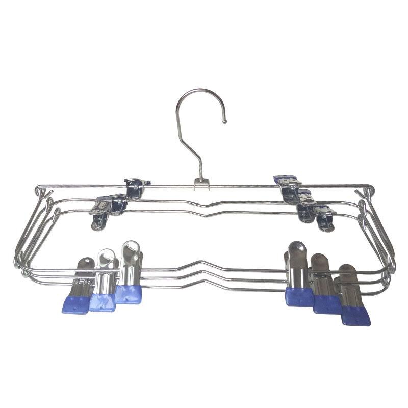 6 Layer Rok Broek Hanger Droogrek voor Broek Non Slip Anti-roest Metalen Hanger Clips met 12 Clips verstelbare Opbergrek