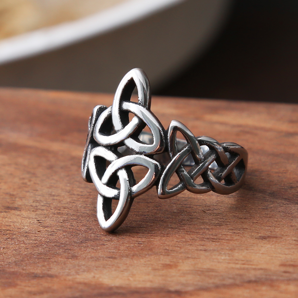Triquetra Celtics Knot Ring Steel Color Nordic stainless steel Viking ring men and women Irish Celtic jewelry anniversary
