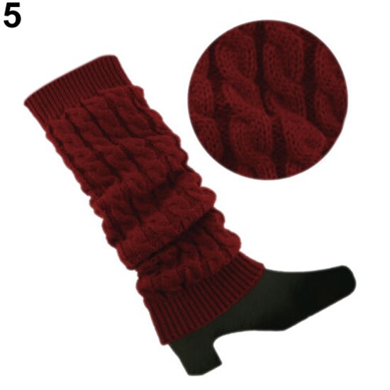 Salg！！ dame & #39 ;s hæklet kabelstrik flettet vinterbenvarmere støvlemanchetter toppers sokker: Rød