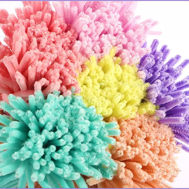 100/10pcs Colorful Plush Twister Stick Toys DIY Handmade Flower Bouquet Material Pack Encryption Plush Twister Stick Puzzle Toys