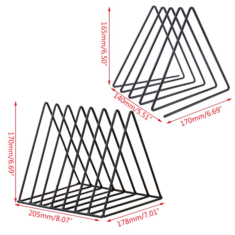 鉄lpレコードラック三角形ブックmagzineホルダーデスク記録収納オーガナイザー