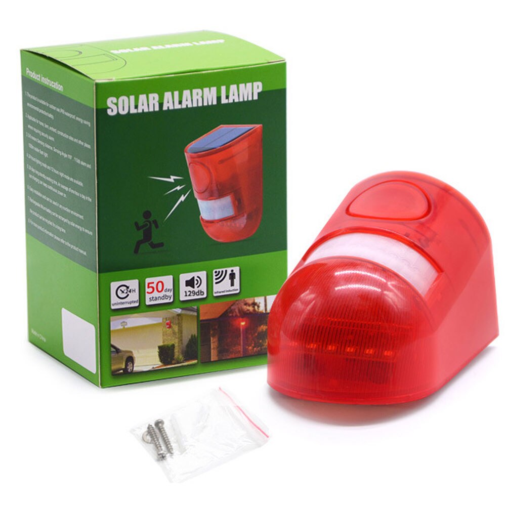 Newest Solar warning light remote control security alarm outdoor waterproof motion sensor alarm siren infrared sensor