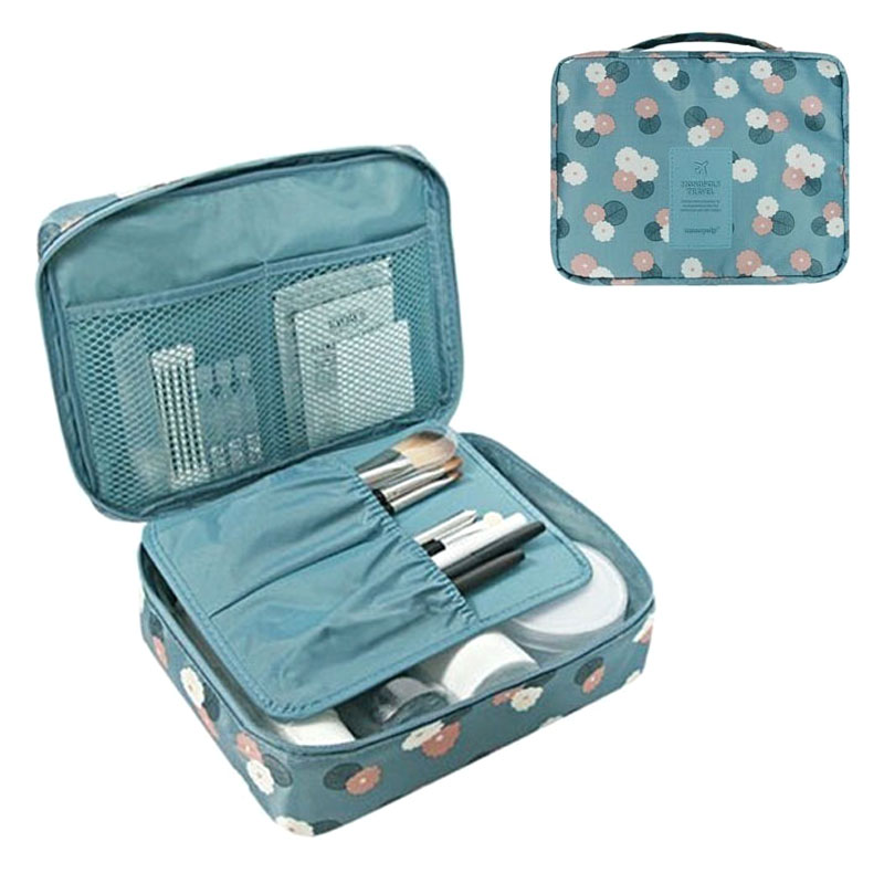 Women Cosmetic bag Makeup bag Case Make Up Organizer Toiletry Storage Neceser Rushed Floral Nylon Zipper Travel Wash pouch