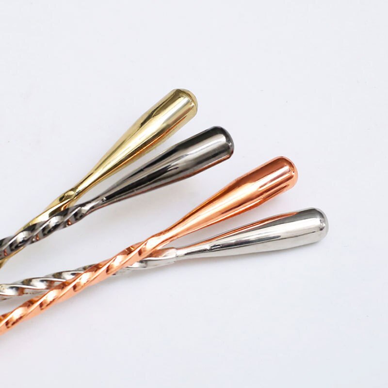 Barskedar rostfritt stål blandningssked 30cm spiralformad bar cocktailshaker sked bar verktyg hög