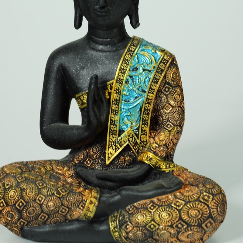 Estatua de Buda tailandés VILEAD de 16cm, figuritas de resina de Buda tailandés, decoración del hogar para sala de estar Fengshui