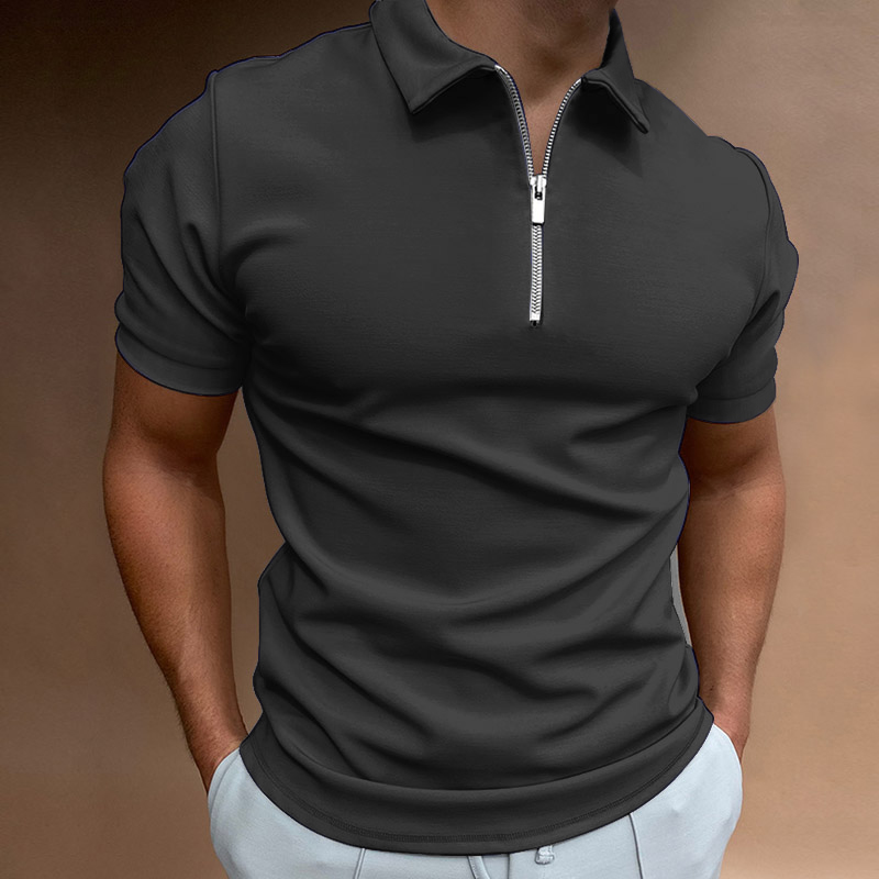 Camisa polo masculina de verão, cor sólida, manga curta, gola virada para baixo, zíper, camisetas e para homens, casual, streetwear, novos tops masculinos: M / Marfim