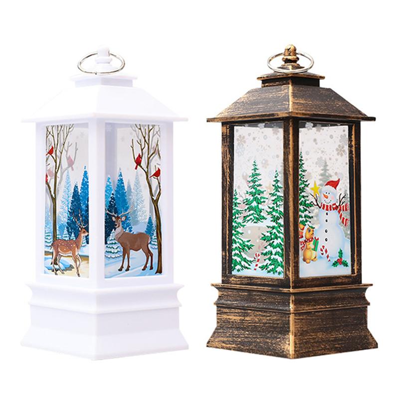 2Pcs Attractive Christmas LED Wind Lamp Night Lantern Desktop Adornment Wind Lantern Xmas Party Home Desktop: Assorted Color 2