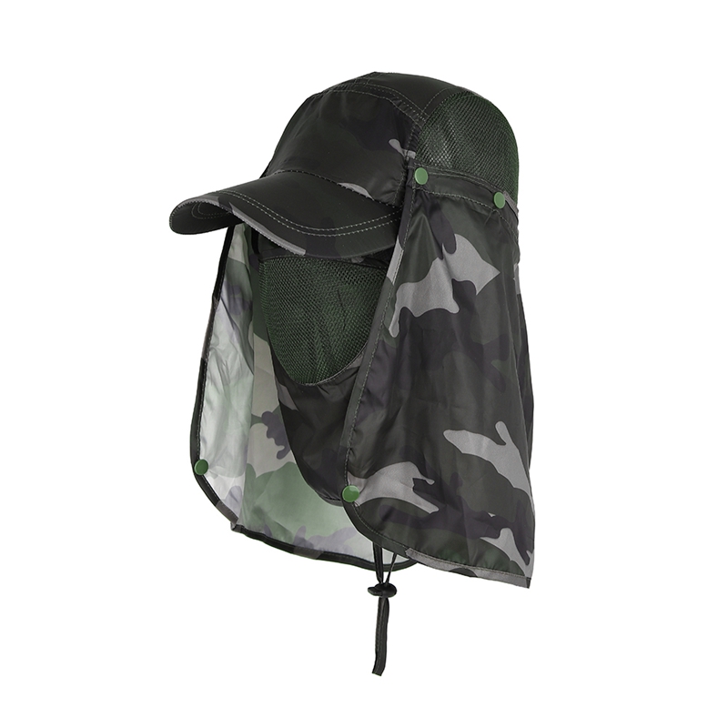 Fishing Flap Caps For Men Women Quick Dry Sunshade UV Protection Removable Ear Neck Cover Caps Mosquito-proof Hat Wild River Hat: SKY BLUE