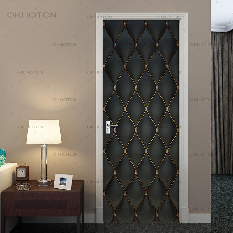 Door Stickers DIY 3D Mural Decal For Living Room Bedroom Modern Home Decor Wallpaper PVC Self Adhesive Waterproof Door Stickers