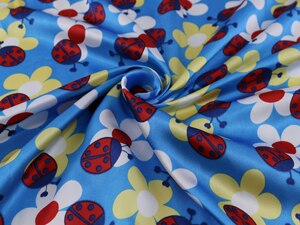 Carton Sunflower Satin Children Pattern Craft Satin Cosplay Fabric Charmeuse: blue