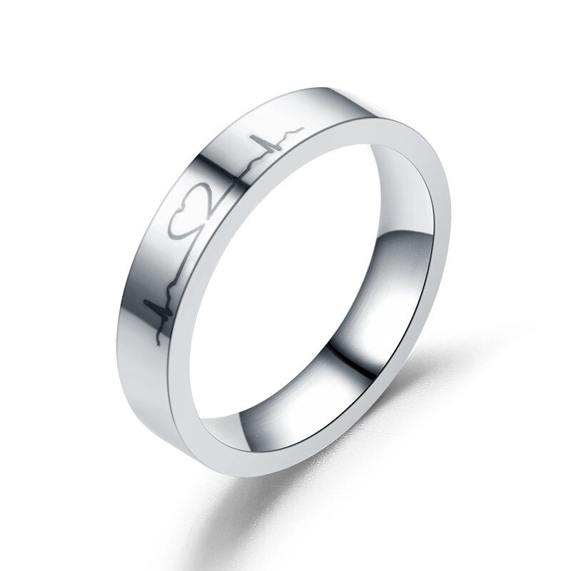 Paar Ringen Hartslag Ecg Minnaar Ring Halve Cirkel Liefde Trouwringen Rvs Valentijnsdag Sieraden G-144