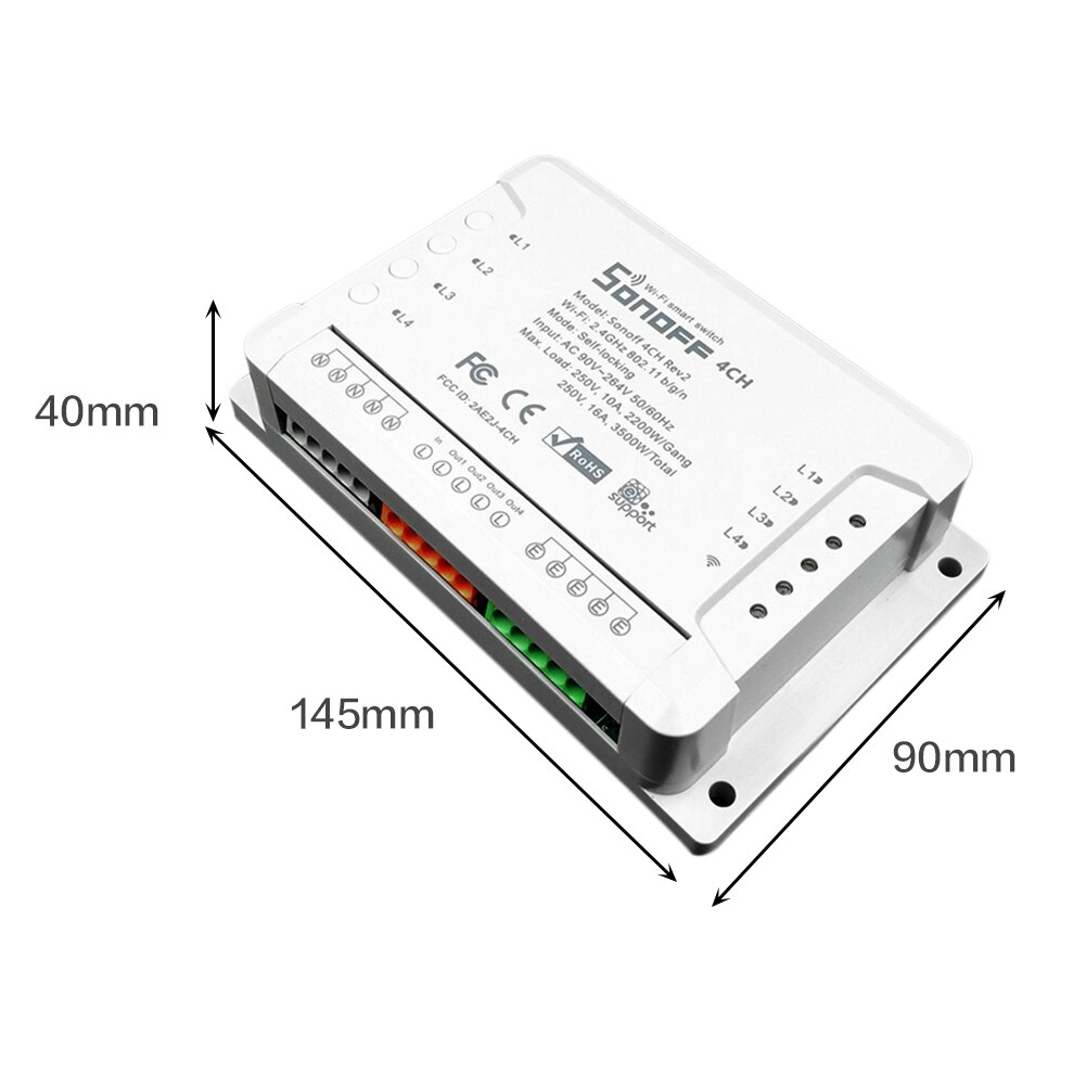 Sonoff 4CH Pro R2 4 Gang Inching Self-Locking Interlock WiFi RF Smart Switch
