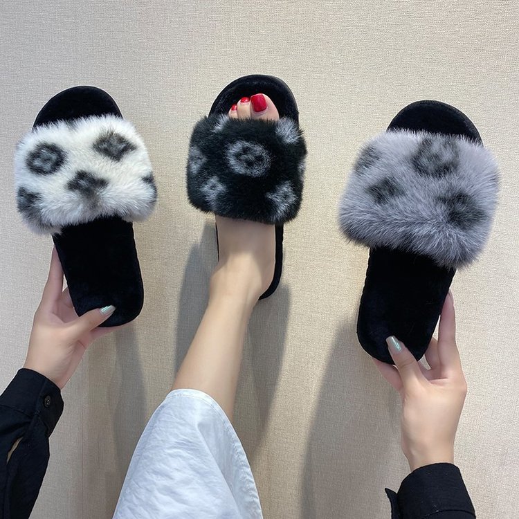 platform slides with fur slippers summer shoe women furry slides sandals women womens shoes woman fluffy sliders schoenen