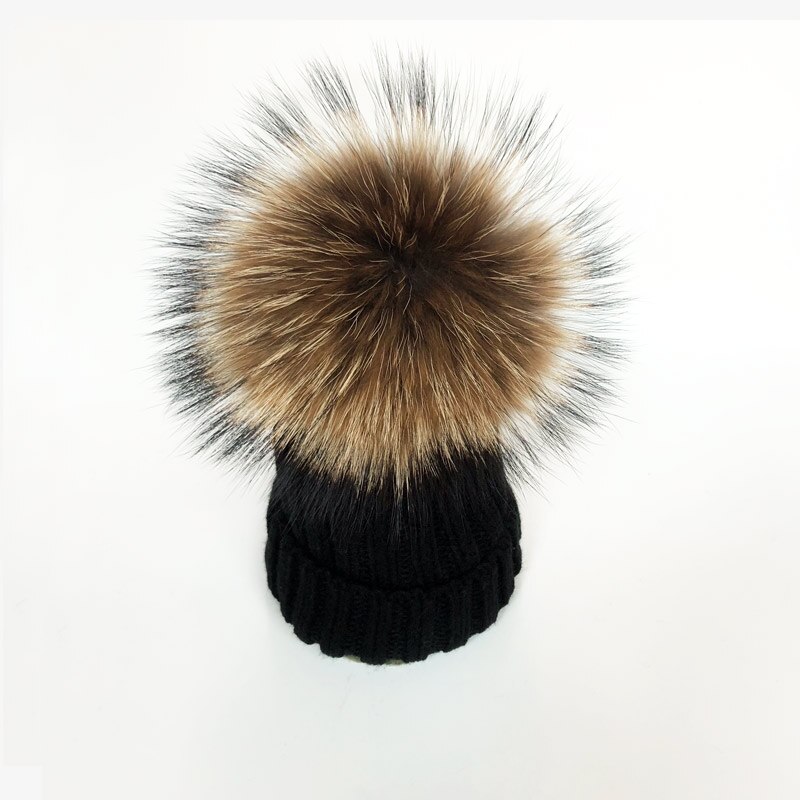 Ouder-kind Winter hoeden Schattige Baby bont Pompon Hoed Sjaal Sets Echte Natuurlijke Haarbal Caps Moeder Kinderen Warme Gebreide Hoeden Winter Bea
