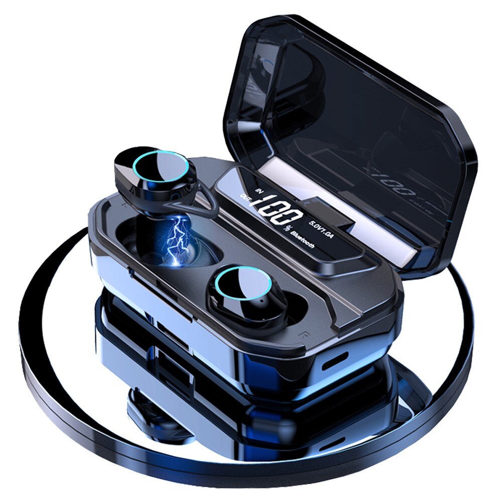 TWS G02 Bluetooth Kopfhörer V5.0 Drahtlose Kopfhörer 9D Stereo Musik IPX7 Wasserdichte Ohrhörer mit 3300mAh Lange Batterie Lebensdauer