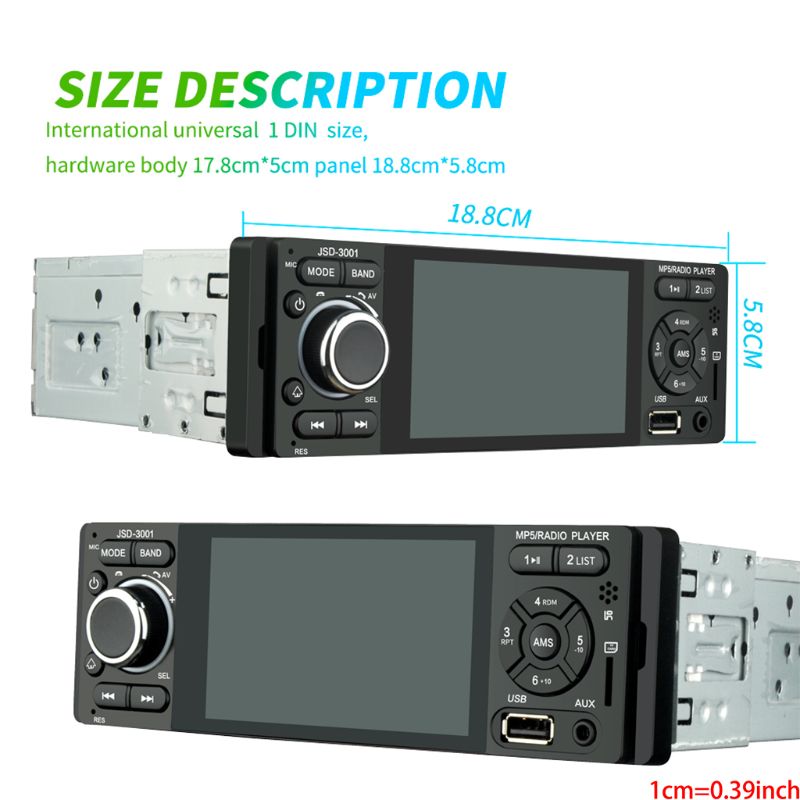 Car Radio 1din 4inch screen Autoradio Bluetooth Stereo JSD-3001 12V